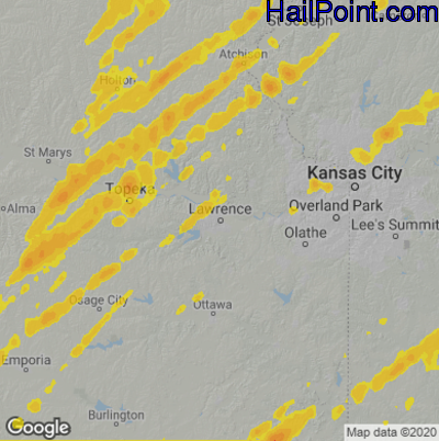 Hail Map for Lawerence, KS Region on April 5, 2023