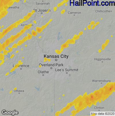 Hail Map for Kansas City, MO Region on April 5, 2023 
