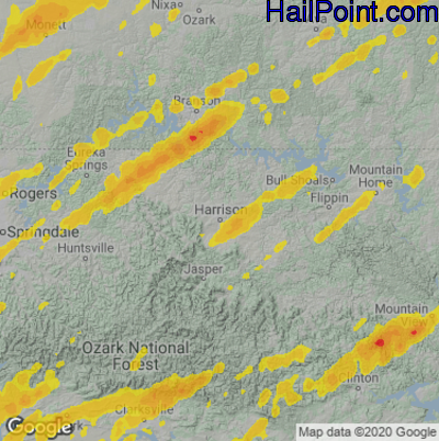 Hail Map for Harrison, AR Region on April 5, 2023