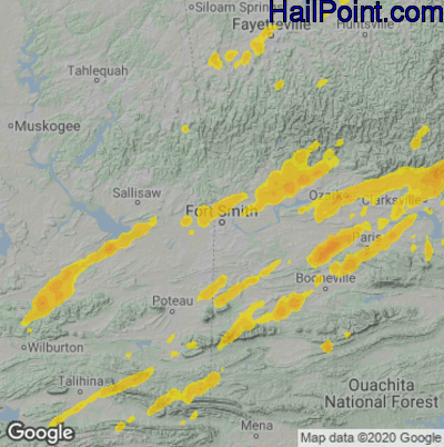 Hail Map for Forth Smith, AR Region on April 5, 2023