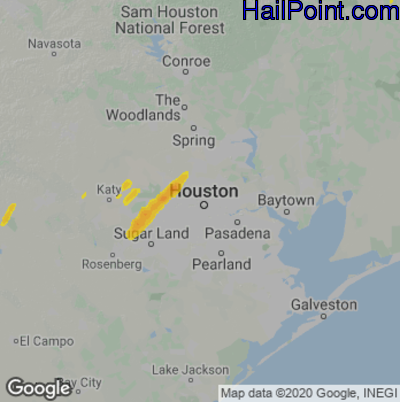 Hail Map for Houston, TX Region on April 5, 2023