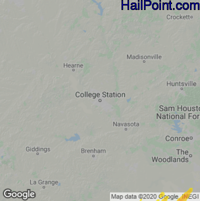 Hail Map for College Station, TX Region on April 5, 2023