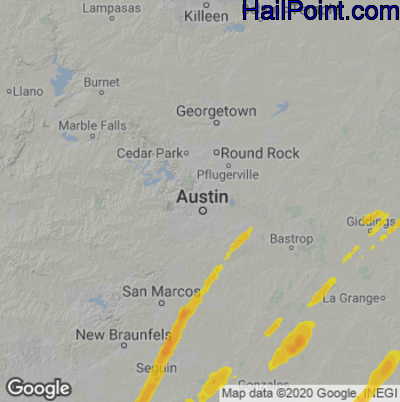 Hail Map for Austin, TX Region on April 6, 2023