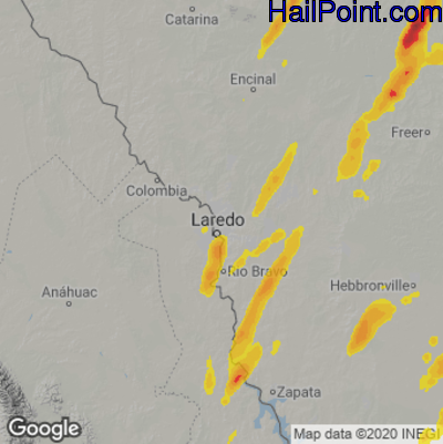 Hail Map for Laredo, TX Region on April 6, 2023 