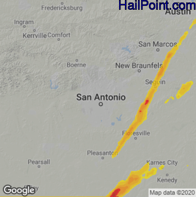 Hail Map for San Antonio, TX Region on April 6, 2023
