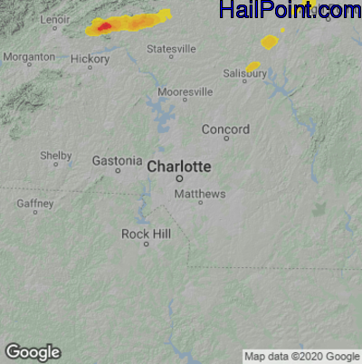 Hail Map for Charlotte, NC Region on April 6, 2023