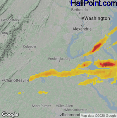 Hail Map for Fredericksburg, VA Region on April 6, 2023 