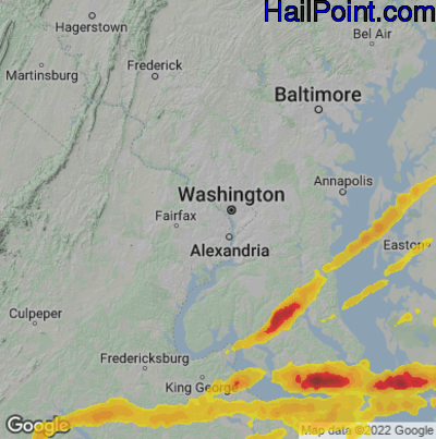 Hail Map for Arlington, VA Region on April 6, 2023 