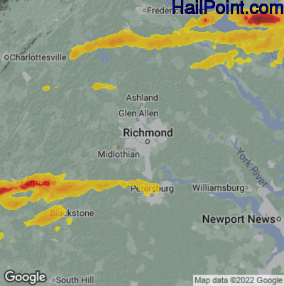 Hail Map for Richmond, VA Region on April 6, 2023
