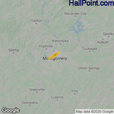 Hail Map for Montgomery, AL Region on April 6, 2023