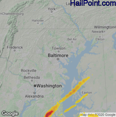 Hail Map for Baltimore, MD Region on April 6, 2023 