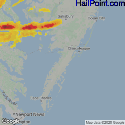 Hail Map for Parksley, DE Region on April 6, 2023