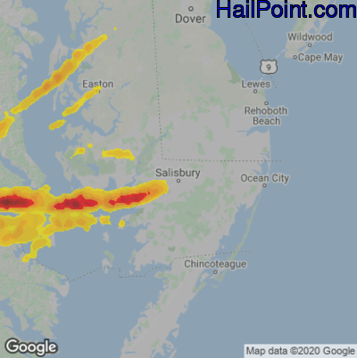 Hail Map for Salisbury., MD Region on April 6, 2023