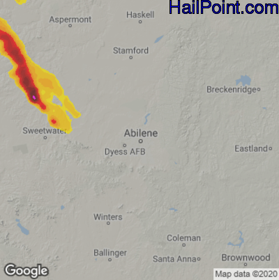 Hail Map for Abilene, TX Region on April 9, 2023