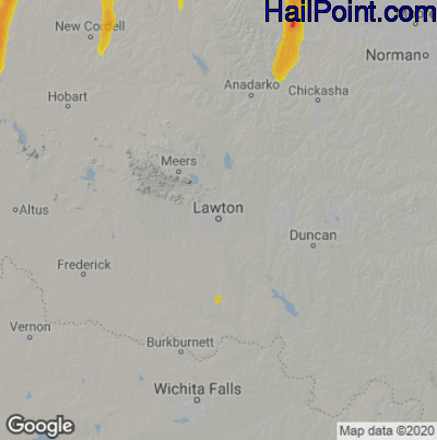 Hail Map for Lawton, OK Region on April 10, 2023