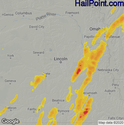 Hail Map for Lincoln, NE Region on April 14, 2023