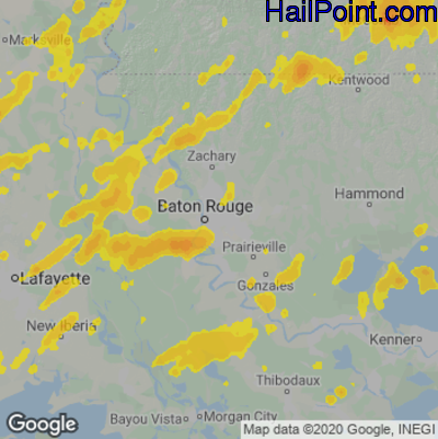 Hail Map for Baton Rouge, LA Region on April 15, 2023