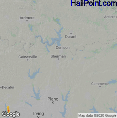 Hail Map for Sherman, TX Region on April 15, 2023 