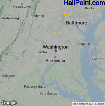 Hail Map for Arlington, VA Region on April 15, 2023 