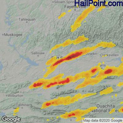 Hail Map for Forth Smith, AR Region on April 15, 2023