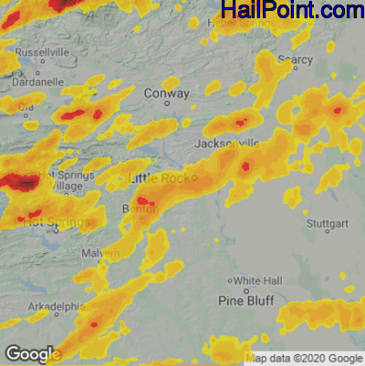 Hail Map for Little Rock, AR Region on April 15, 2023 