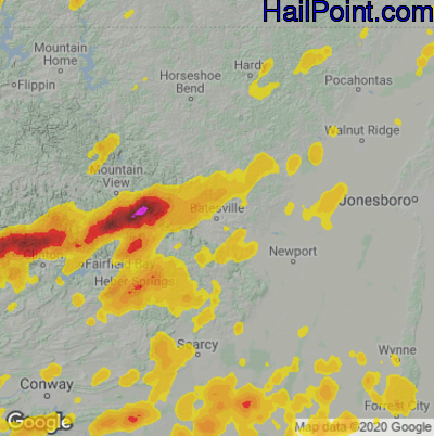 Hail Map for Batestville, AR Region on April 15, 2023