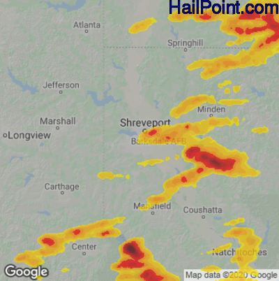 Hail Map for Shreveport, LA Region on April 15, 2023