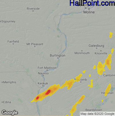 Hail Map for Burlington, IA Region on April 15, 2023