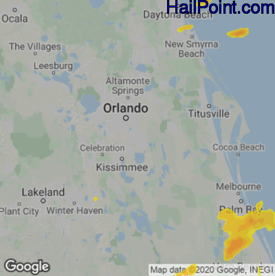 Hail Map for Orlando, FL Region on April 16, 2023