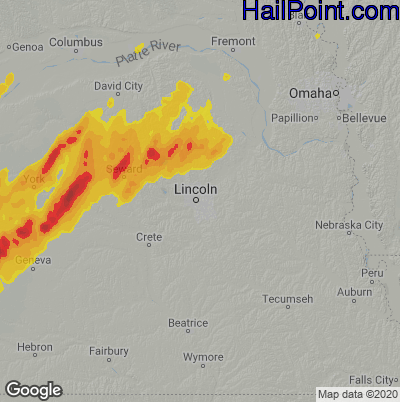 Hail Map for Lincoln, NE Region on April 19, 2023