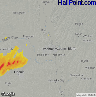 Hail Map for Omaha, NE Region on April 19, 2023