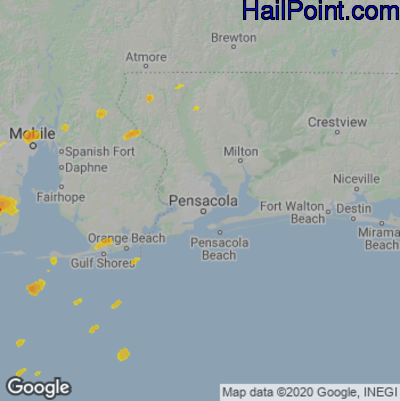 Hail Map for Pensacola, FL Region on April 19, 2023 