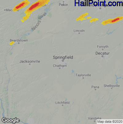 Hail Map for Springfield, IL Region on April 19, 2023