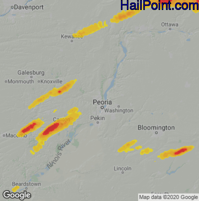 Hail Map for Peoria, IL Region on April 19, 2023 