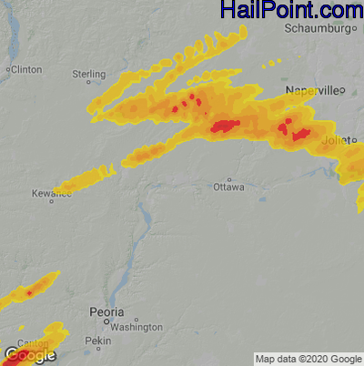Hail Map for Peru, IL Region on April 19, 2023