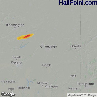 Hail Map for Champaign, IL Region on April 19, 2023 