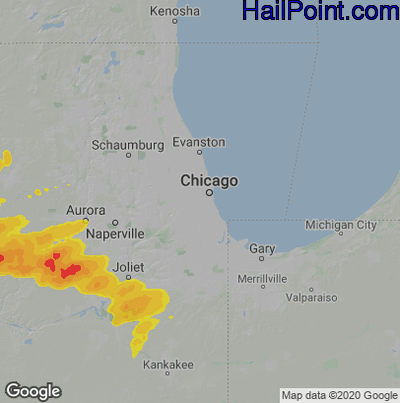 Hail Map for Chicago, IL Region on April 19, 2023