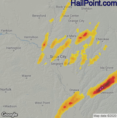 Hail Map for Sioux City, IA Region on April 19, 2023 