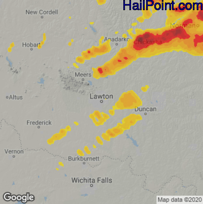 Hail Map for Lawton, OK Region on April 19, 2023 