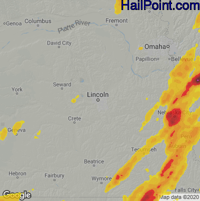 Hail Map for Lincoln, NE Region on April 19, 2023