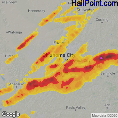 Hail Map for Oklahoma City, OK Region on April 19, 2023 