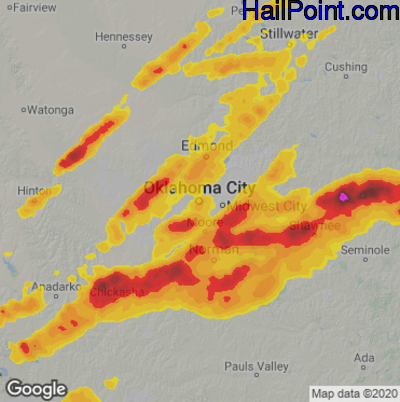 Hail Map For Oklahoma City OK Region On April 19 2023