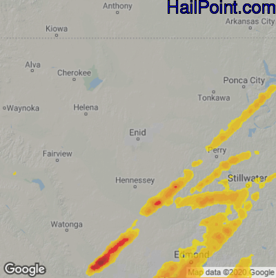Hail Map for Enid, OK Region on April 19, 2023