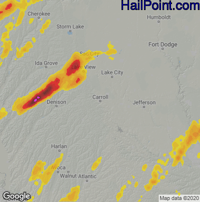 Hail Map for Carroll, IA Region on April 19, 2023
