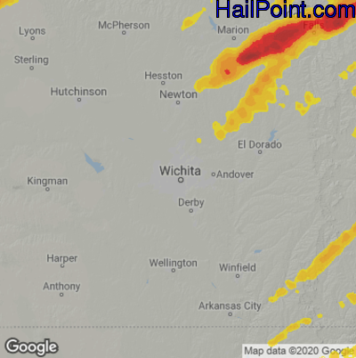 Hail Map for Wichita, KS Region on April 19, 2023