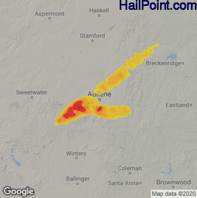Hail Map for Abilene, TX Region on April 20, 2023 