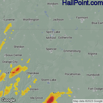 Hail Map for Spencer, IA Region on April 20, 2023