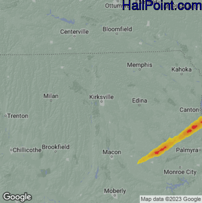 Hail Map for Kirskville, MS Region on April 20, 2023