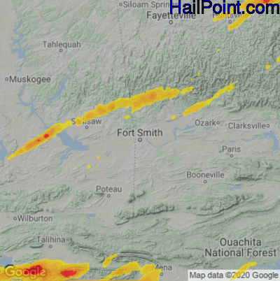 Hail Map for Forth Smith, AR Region on April 20, 2023