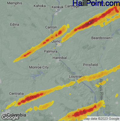 Hail Map for Hannibal, MS Region on April 20, 2023